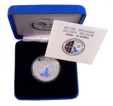 1701-281006 Belgie 10 euro 2008 blauwe vogel, zilver